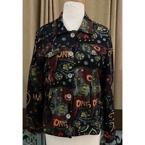 Zoe Michael Phillips Womens Medium Heavy Shirt Button Jacket Pockets Long Sleeve